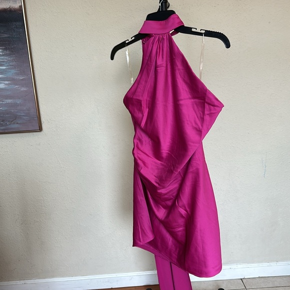 House of CB 'Aida' hot Pink Satin Mini Dress NWOT Size M - Picture 6 of 12